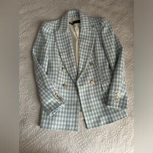 Women's Blue Houndstooth Blazer